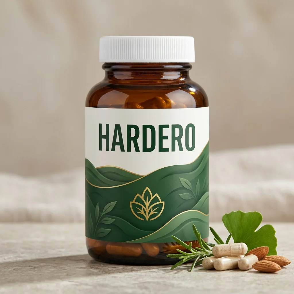 Hardero dark amber glass supplement bottle - natural men's vitality supplement 60 capsules